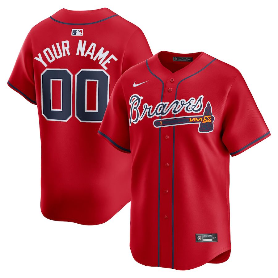 Men Atlanta Braves Nike Red Alternate Limited Custom MLB Jersey